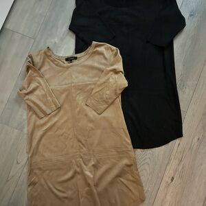 Olivaceous Black and Tan Tunic Mini Dresses Size Small S